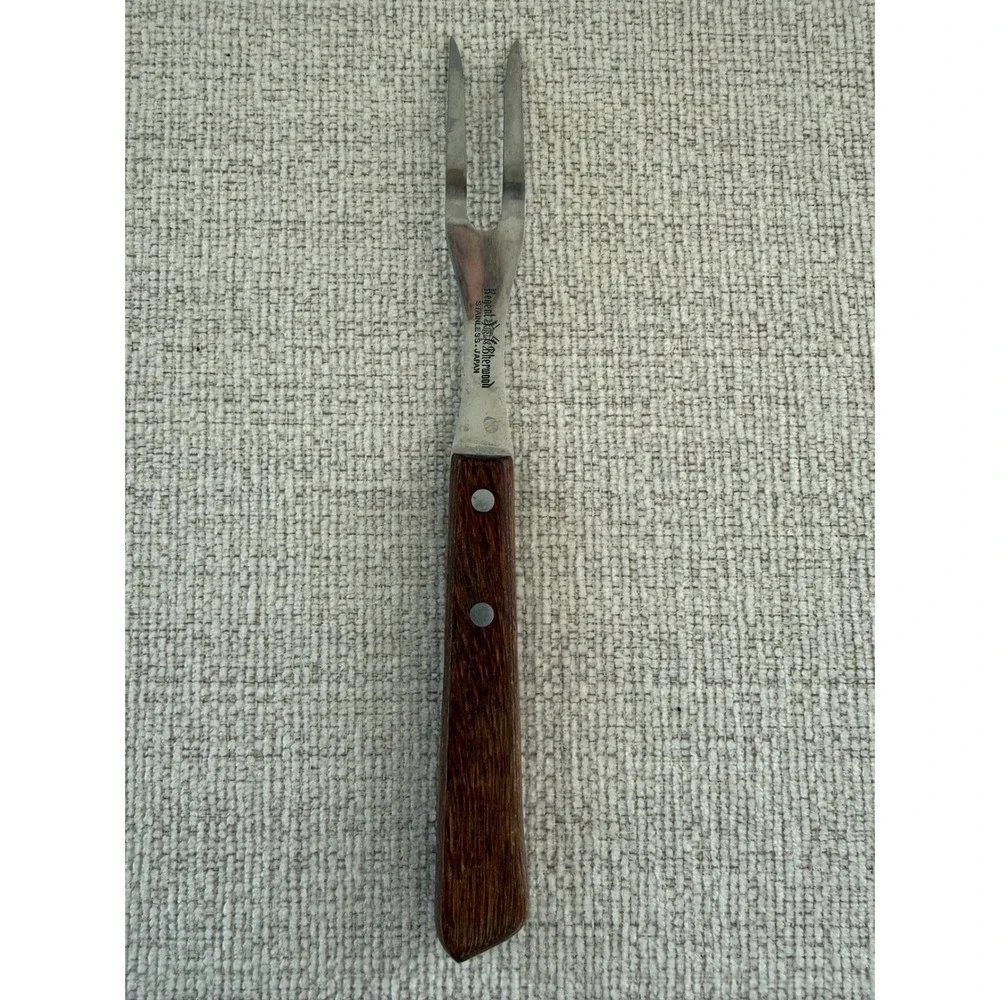 Vintage Regent Sherwood Stainless Two Prong Granny Meat Fork Wooden Handle